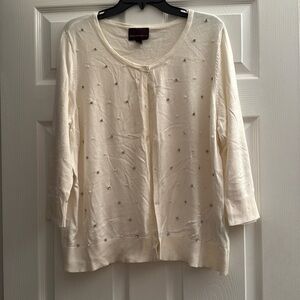 Off-white sweater cardigan by Dana Bachman